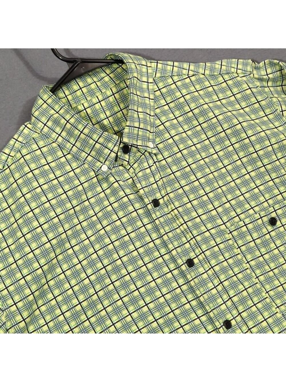 Bocomal FR Shirt Men's 4XL (estimated) Green [Plaid Button Down Long Sleeve